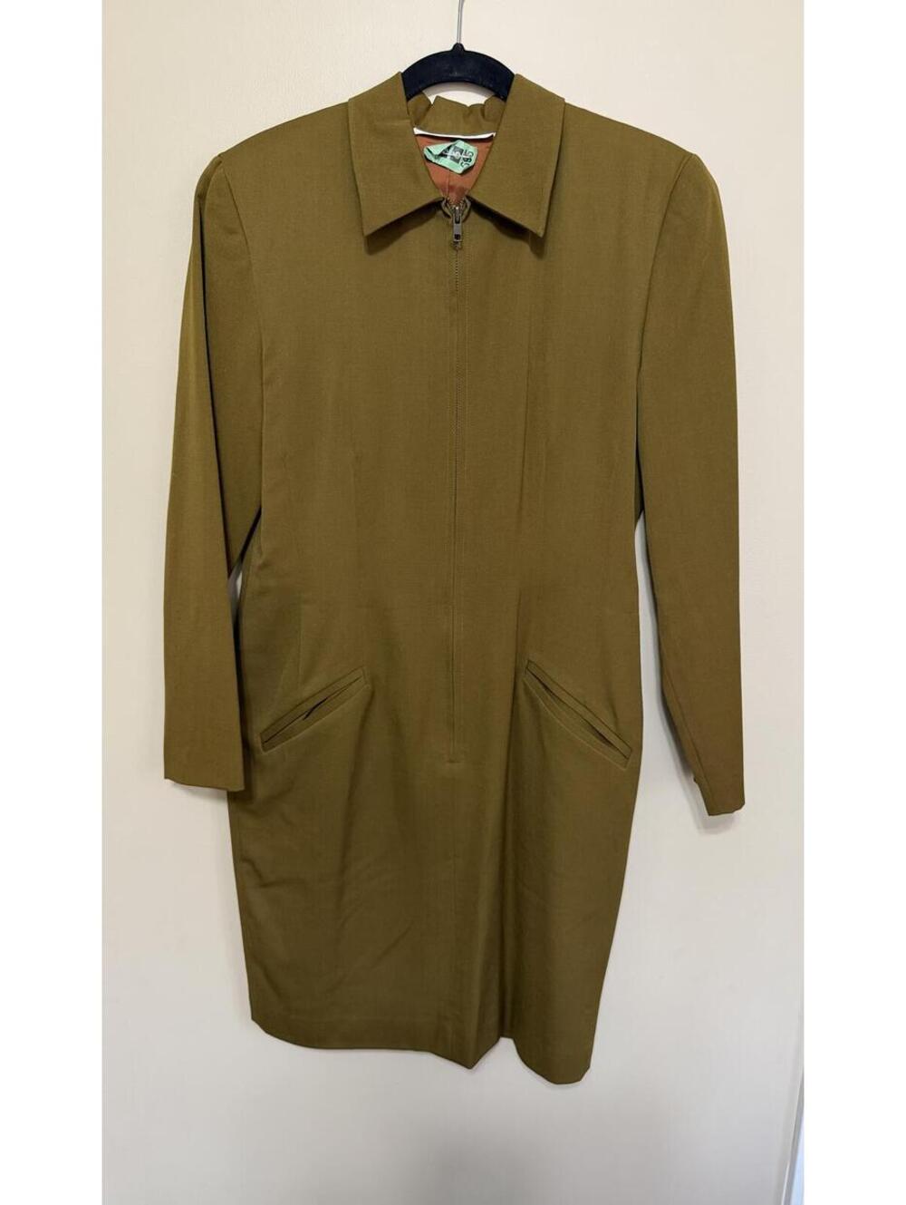 Vintage P.A. Dresses Chartreuse Wool Zip Front Dress Size 8